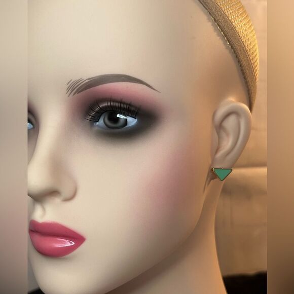 Vintage Teal triangle prada pushback earrings - Picture 7 of 9